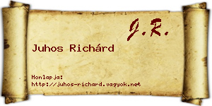 Juhos Richárd névjegykártya